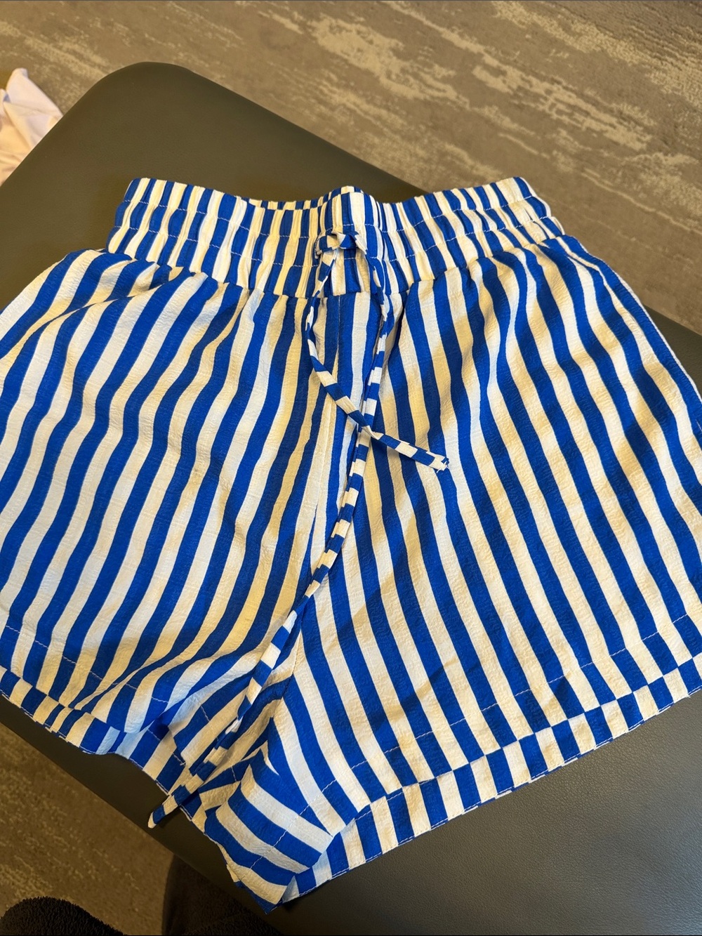 Altar'd State Blue and White Striped Drawstring Shorts